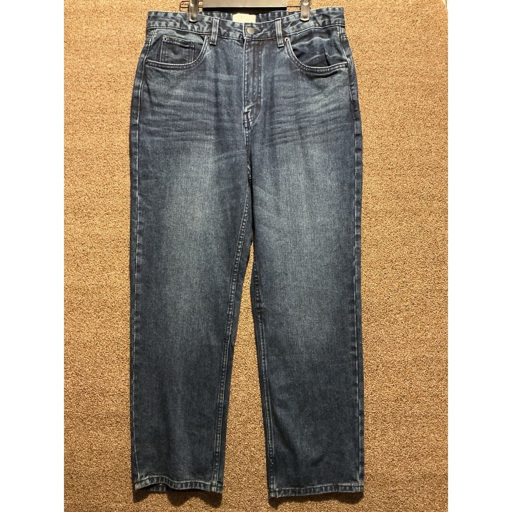 Hickey Freeman Mens Classic Straight Leg Jeans 34x30 Dark Wash Preppy